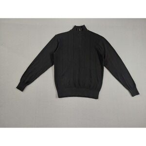 F/X Fusion Men Sweaters M Black 1/4 Zip Mock Neck Long Sleeve Ribbed Logo Casual